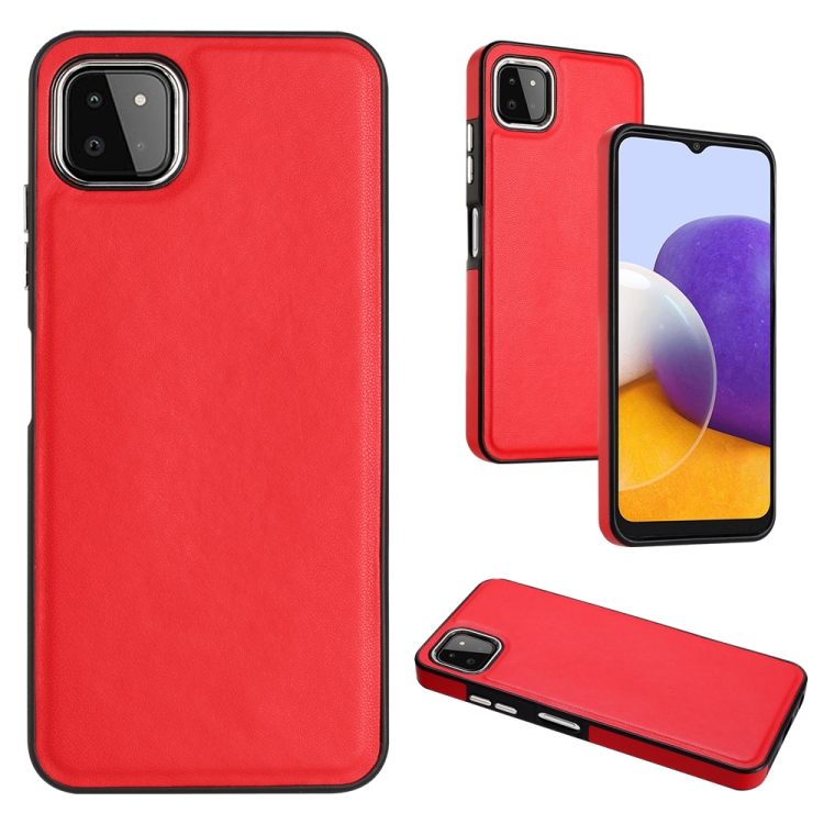 

For Samsung Galaxy A22 5G Leather Texture Full Coverage Phone Case(Red)