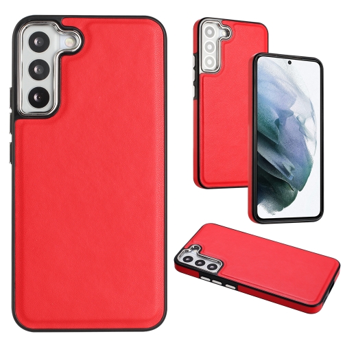 

For Samsung Galaxy S21 FE 5G Leather Texture Full Coverage Phone Case(Red)
