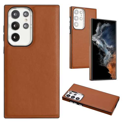 

For Samsung Galaxy S22 Ultra 5G Leather Texture Full Coverage Phone Case(Brown)