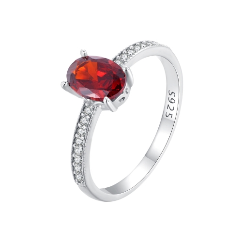 

BSR460-8RD S925 Sterling Silver White Gold Plated Zircon Exquisite Pomegranate Ring Hand Decoration