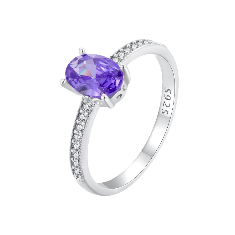 

BSR460-7VT S925 Sterling Silver White Gold Plated Exquisite Tanzanite Ring Hand Decoration