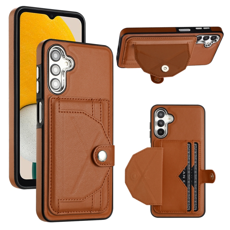 

For Samsung Galaxy A04 4G Shockproof Leather Phone Case with Card Holder(Brown)