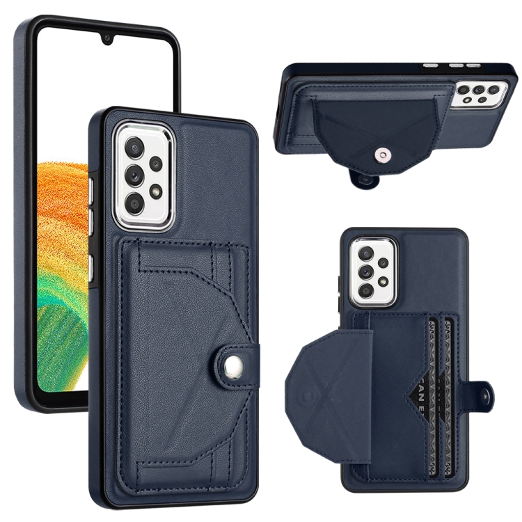 

For Samsung Galaxy A33 5G Shockproof Leather Phone Case with Card Holder(Blue)