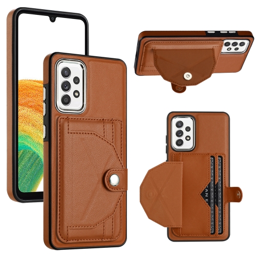 

For Samsung Galaxy A33 5G Shockproof Leather Phone Case with Card Holder(Brown)