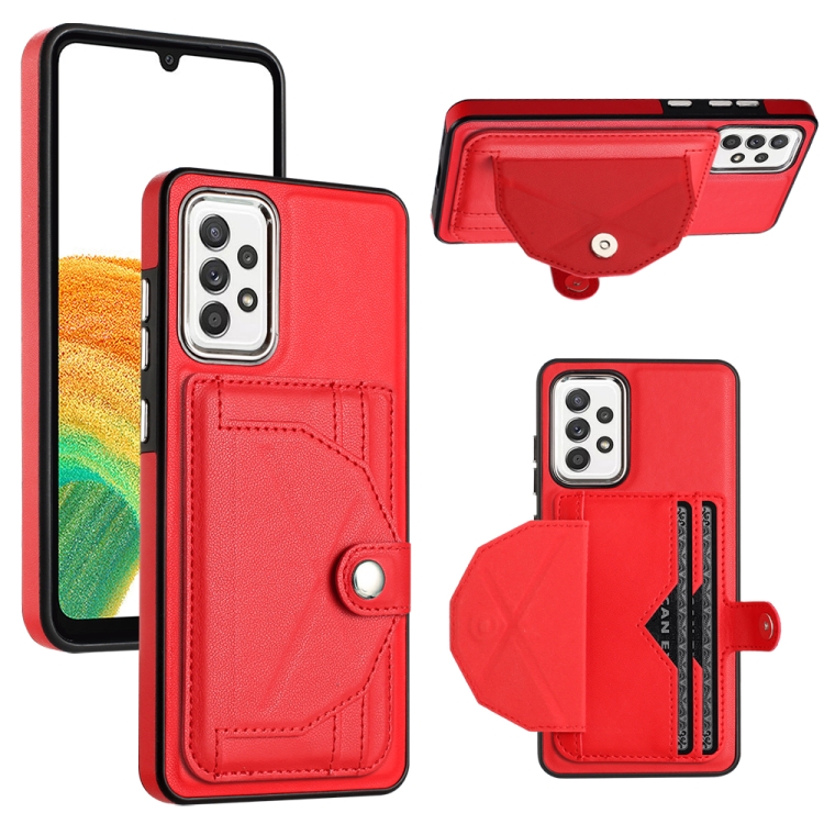 

For Samsung Galaxy A33 5G Shockproof Leather Phone Case with Card Holder(Red)