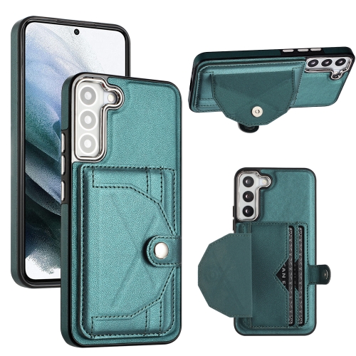 

For Samsung Galaxy S21 FE 5G Shockproof Leather Phone Case with Card Holder(Green)