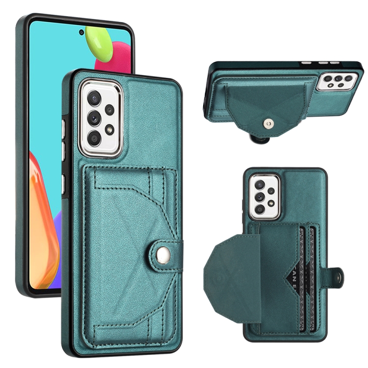 

For Samsung Galaxy A72 4G / A72 5G Shockproof Leather Phone Case with Card Holder(Green)