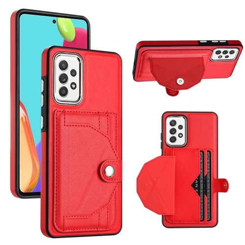 

For Samsung Galaxy A52 4G / A52 5G Shockproof Leather Phone Case with Card Holder(Red)