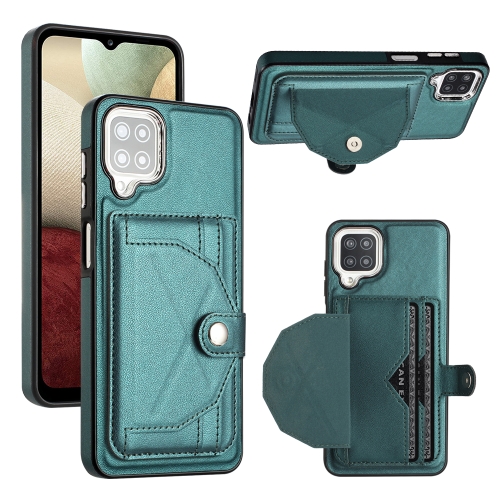 

For Samsung Galaxy A12 4G / M12 Shockproof Leather Phone Case with Card Holder(Green)