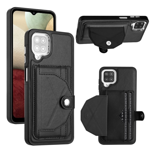 

For Samsung Galaxy A12 4G / M12 Shockproof Leather Phone Case with Card Holder(Black)