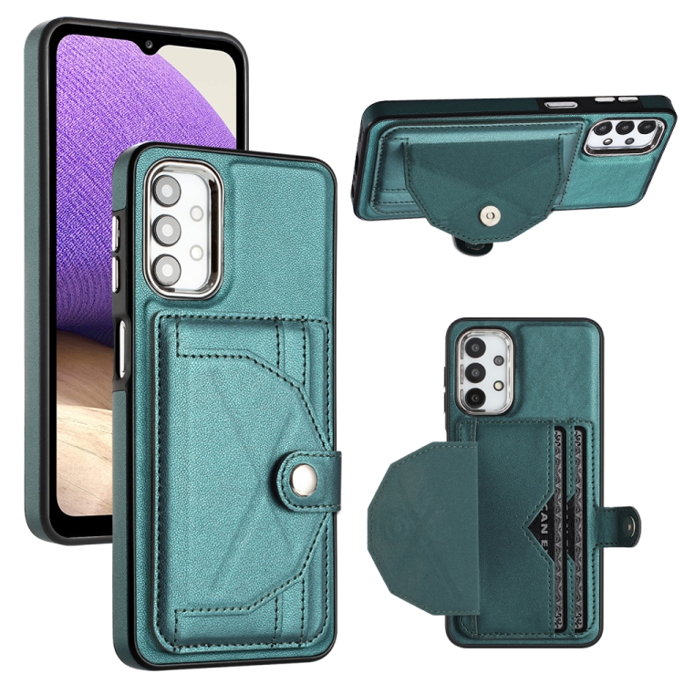 

For Samsung Galaxy A32 5G Shockproof Leather Phone Case with Card Holder(Green)