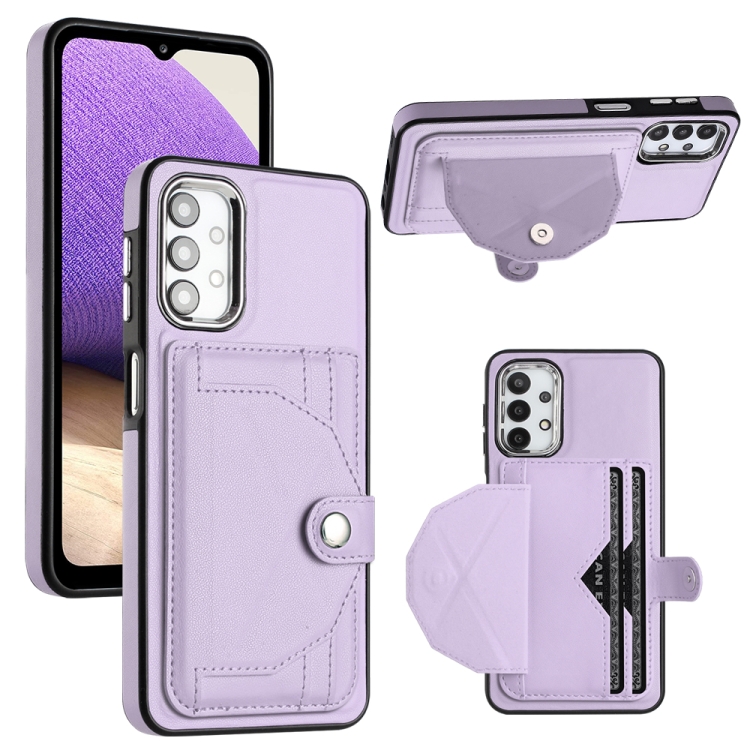 

For Samsung Galaxy A32 5G Shockproof Leather Phone Case with Card Holder(Purple)