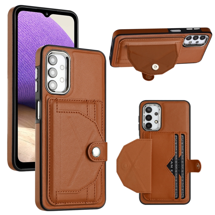 

For Samsung Galaxy A32 5G Shockproof Leather Phone Case with Card Holder(Brown)