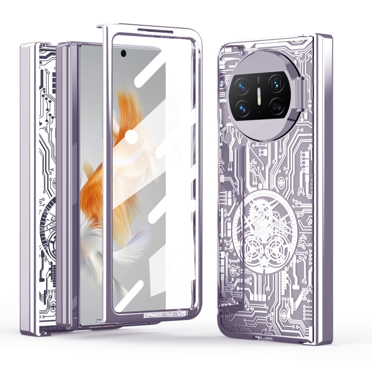 

For Huawei Mate X3 Mechanical Legend Integrated Electroplating All-inclusive Phone Case(Purple)