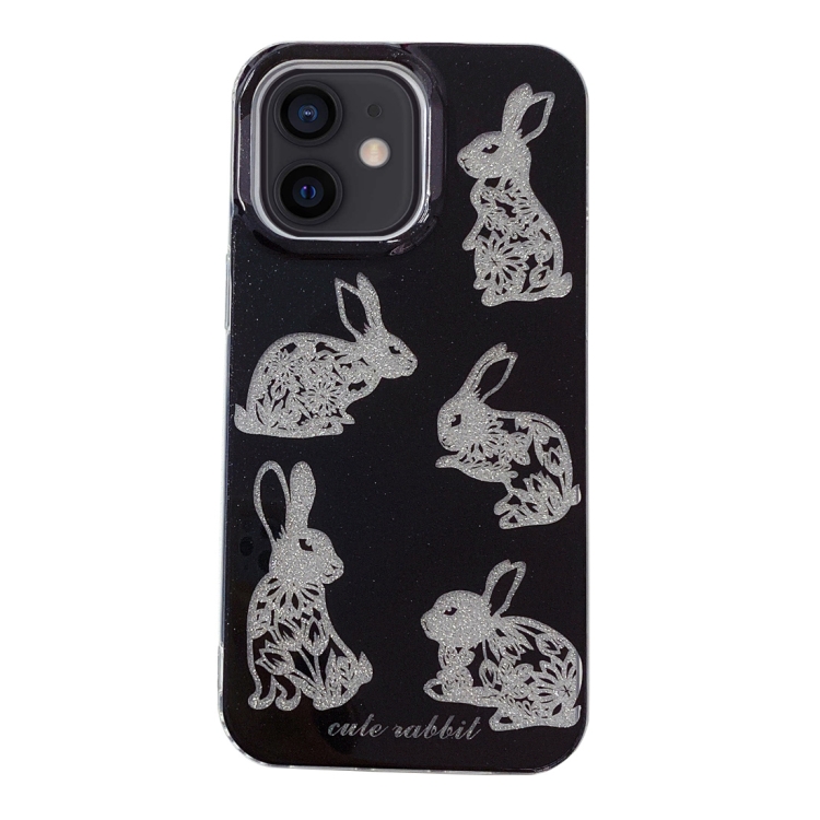 

For iPhone 12 PC + TPU Dual-side Laminating IMD Phone Case(Black)