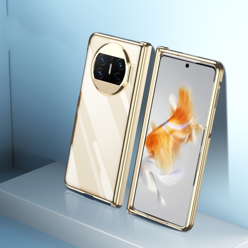 

For Huawei Mate X3 Electroplating PC Folding Phone Case with Hinge(Gold)
