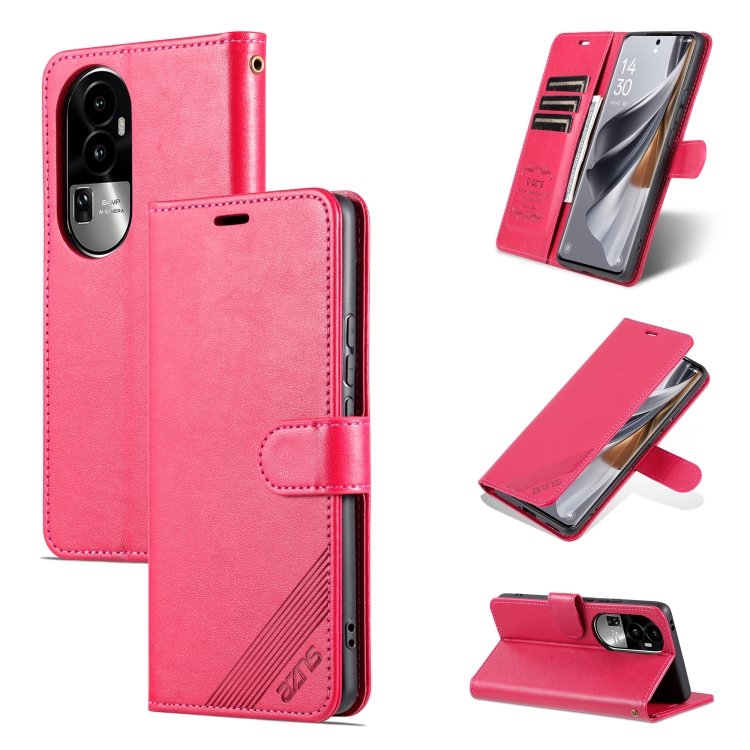 

For OPPO Reno10 Pro AZNS Sheepskin Texture Flip Leather Phone Case(Red)