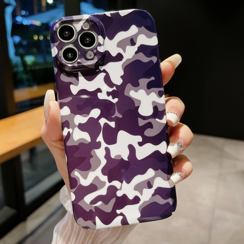 

For iPhone 13 Pro Precise Hole Camouflage Pattern PC Phone Case(White Purple)