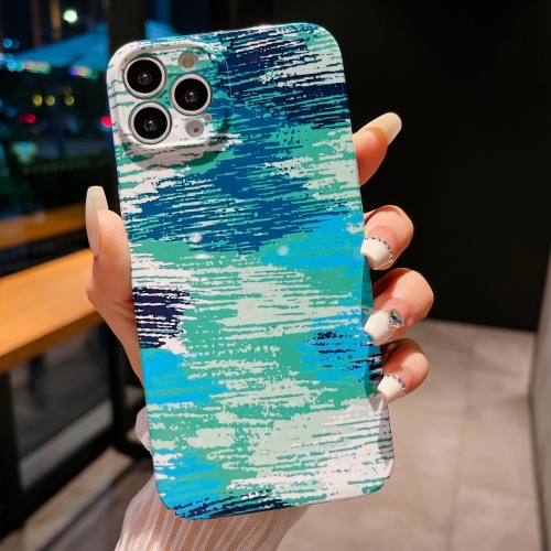 

For iPhone 13 Pro Precise Hole Camouflage Pattern PC Phone Case(Blue Green)