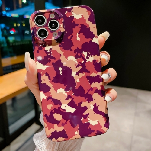 

For iPhone 12 Pro Max Precise Hole Camouflage Pattern PC Phone Case(Purple Brown)