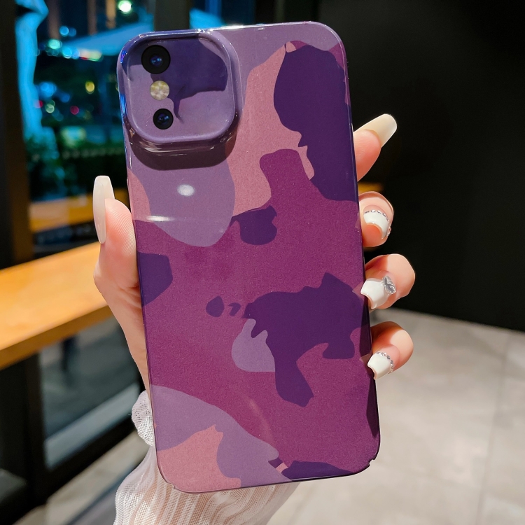 

For iPhone X / XS Precise Hole Camouflage Pattern PC Phone Case(Dark Purple)