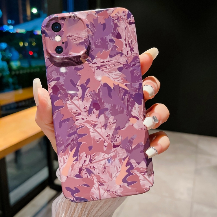 

For iPhone XS Max Precise Hole Camouflage Pattern PC Phone Case(Pink Purple)