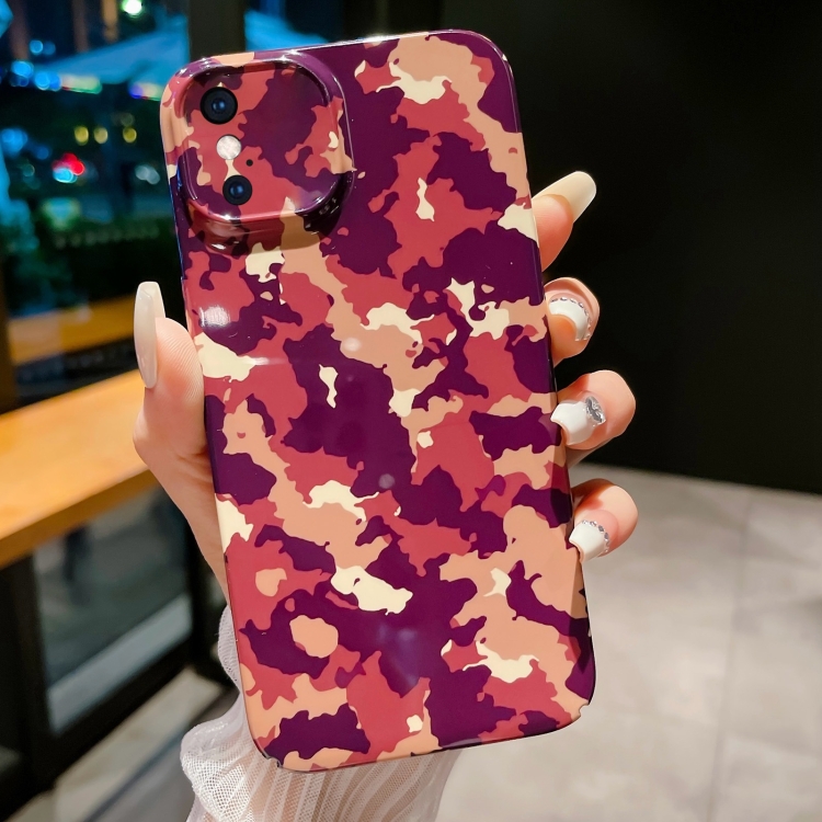 

For iPhone XS Max Precise Hole Camouflage Pattern PC Phone Case(Purple Brown)