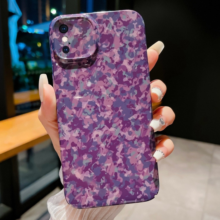 

For iPhone XS Max Precise Hole Camouflage Pattern PC Phone Case(Fragmented Purple)