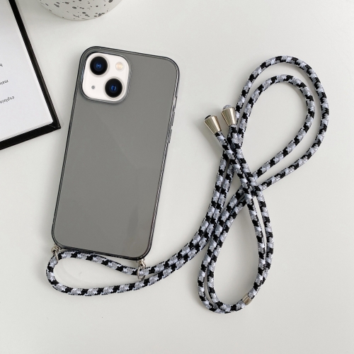 

For iPhone 14 Thicken Colorful TPU Phone Case with Braided Lanyard(Black)