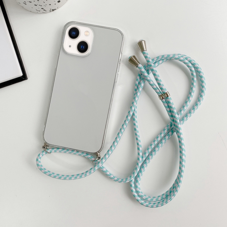

For iPhone 14 Thicken Colorful TPU Phone Case with Braided Lanyard(Transparent)