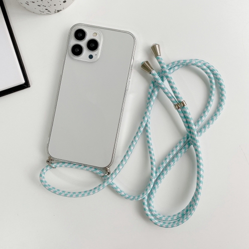 

For iPhone 14 Pro Thicken Colorful TPU Phone Case with Braided Lanyard(Transparent)