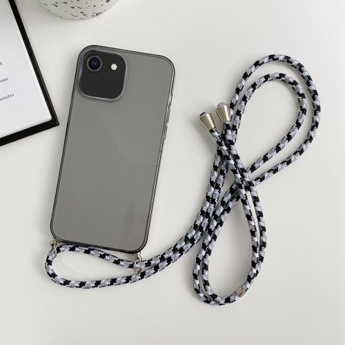 

For iPhone SE 2022 / 2020 / 8 / 7 Thicken Colorful TPU Phone Case with Braided Lanyard(Black)