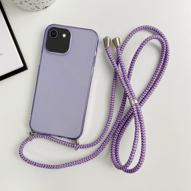 

For iPhone SE 2022 / 2020 / 8 / 7 Thicken Colorful TPU Phone Case with Braided Lanyard(Purple)