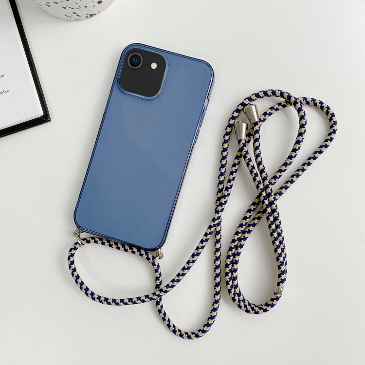 

For iPhone SE 2022 / 2020 / 8 / 7 Thicken Colorful TPU Phone Case with Braided Lanyard(Dark Blue)