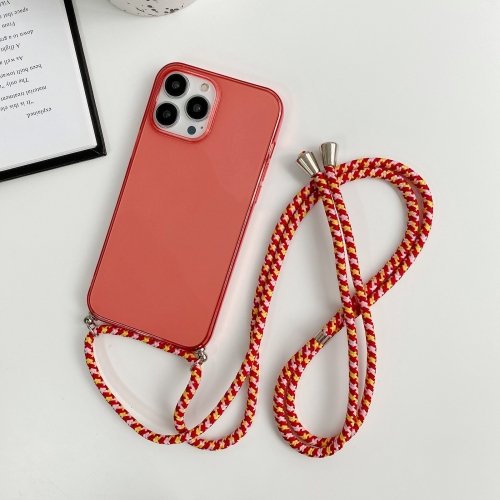 

For iPhone 13 Pro Max Thicken Colorful TPU Phone Case with Braided Lanyard(Red)