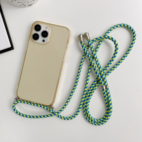 

For iPhone 13 Pro Thicken Colorful TPU Phone Case with Braided Lanyard(Gold)