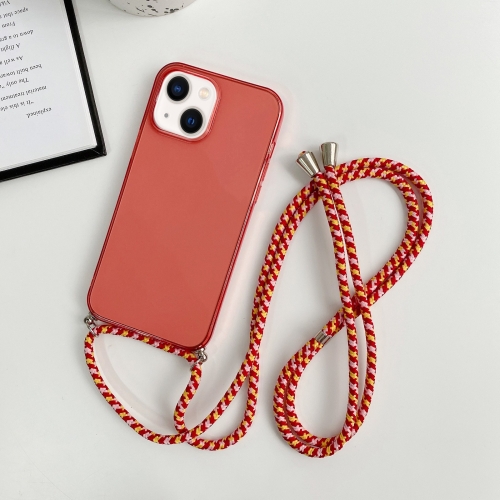 

For iPhone 13 mini Thicken Colorful TPU Phone Case with Braided Lanyard(Red)
