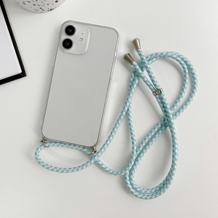 

For iPhone 12 mini Thicken Colorful TPU Phone Case with Braided Lanyard(Transparent)