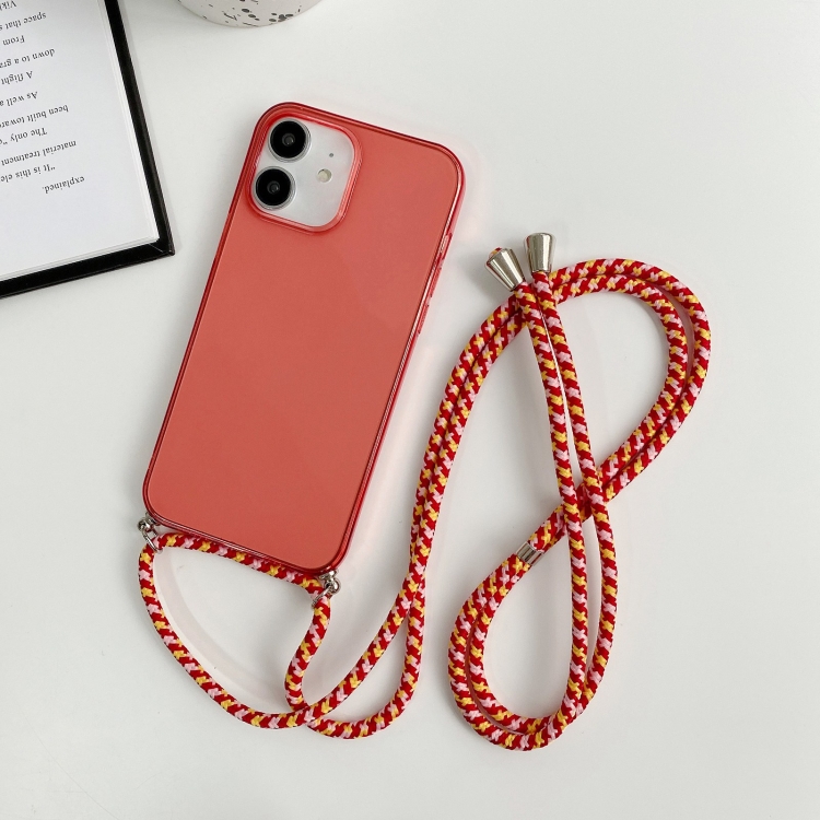 

For iPhone 11 Thicken Colorful TPU Phone Case with Braided Lanyard(Red)