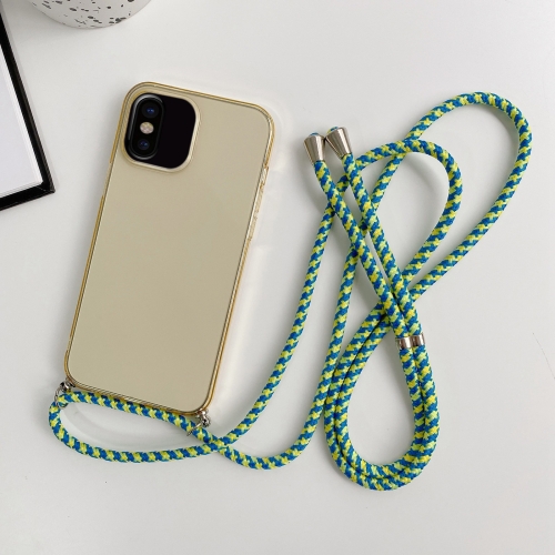 

For iPhone X / XS Thicken Colorful TPU Phone Case with Braided Lanyard(Gold)