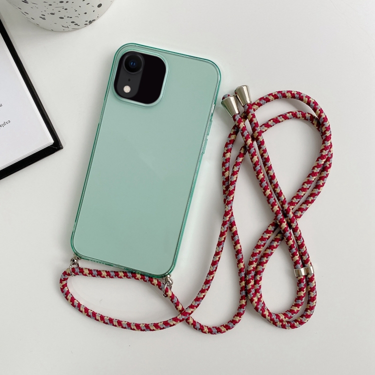 

For iPhone XS Max Thicken Colorful TPU Phone Case with Braided Lanyard(Green)