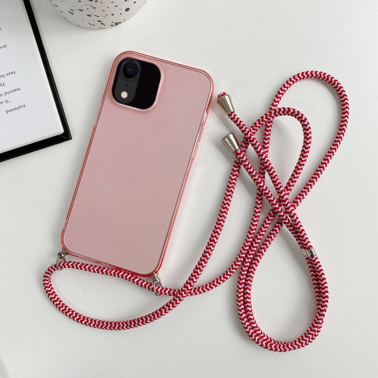 

For iPhone XS Max Thicken Colorful TPU Phone Case with Braided Lanyard(Pink)