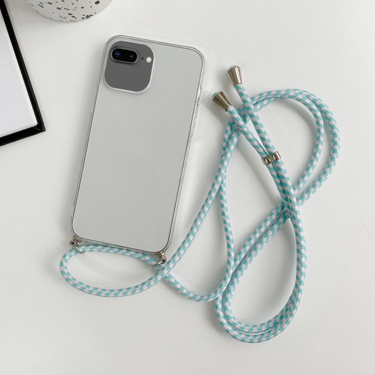 

For iPhone 8 Plus / 7 Plus Thicken Colorful TPU Phone Case with Braided Lanyard(Transparent)