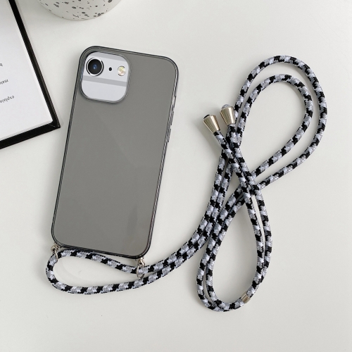 

For iPhone 6 / 6s Thicken Colorful TPU Phone Case with Braided Lanyard(Black)