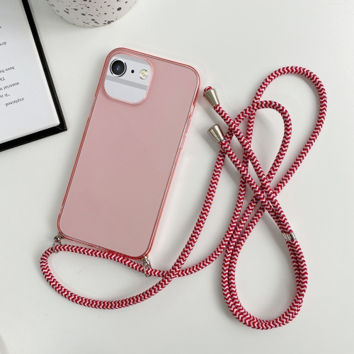 

For iPhone 6 Plus / 6s Plus Thicken Colorful TPU Phone Case with Braided Lanyard(Pink)