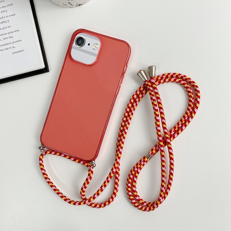 

For iPhone 6 Plus / 6s Plus Thicken Colorful TPU Phone Case with Braided Lanyard(Red)