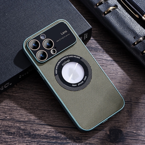 

For iPhone 13 Pro View Window Magsafe PC Phone Case(Green)