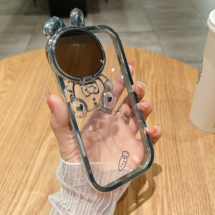 

For iPhone 14 Plating Carrot Rabbit TPU Phone Case(Silver)
