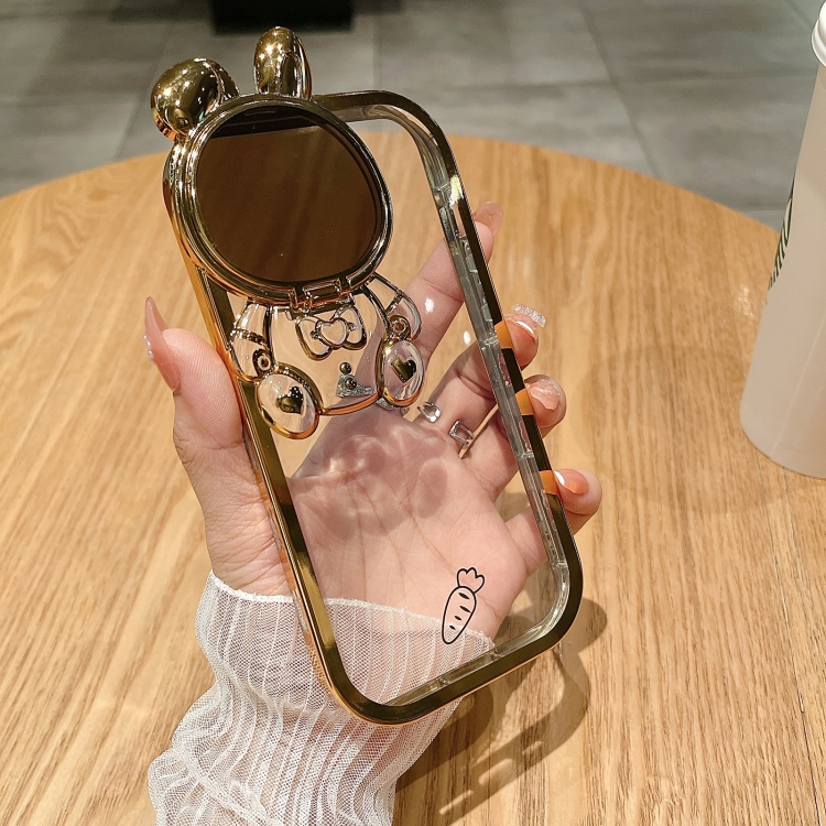 

For iPhone 14 Pro Max Plating Carrot Rabbit TPU Phone Case(Gold)