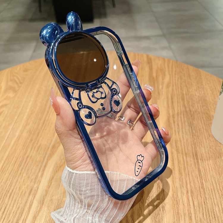 

For iPhone 14 Pro Max Plating Carrot Rabbit TPU Phone Case(Blue)